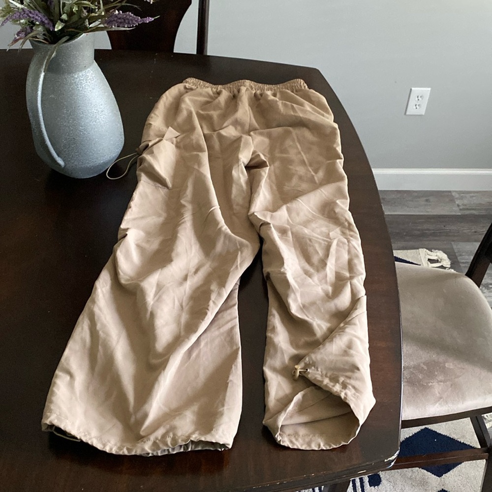 Fleece khaki colored cargo pants